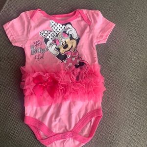 Minnie Mouse pink ruffled onsie- 6-9mo